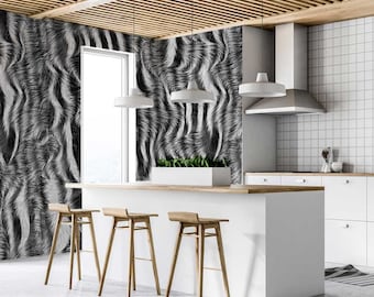 Zebra Animal Print  Removable - Peel and Stick  Zebra Print - Fur Wallpaper Black and White - Wall Paper or  Self Adhesive WIV  79