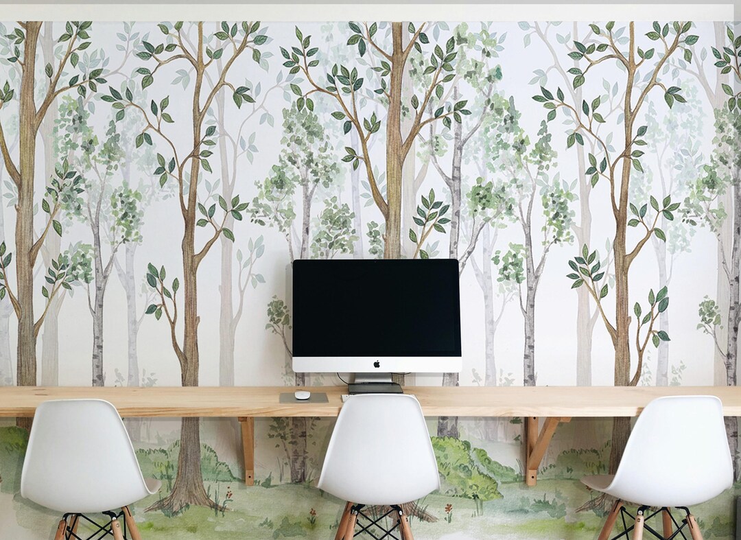 Tree Forest – Lush Green Nature Wall Mural | Botanical Forest Wallpaper ...