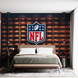 NFL American football wall mural, football ball, rugby wallpaper, kids room, sports wallpaper, boy room, playroom sporty Wallpaper - WIV 891