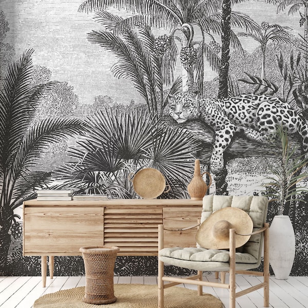 Sagamo Bamboo Forest Wallpaper - Illustration Wall Mural - Tiger Wall Mural - Jungle Wall Mural - The Tigers Wallpaper - WIV 282