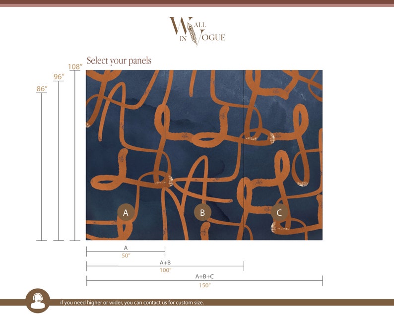 Terracotta Wallpaper Graphic Wallpaper Navy Blue Wall Etsy