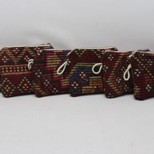 Handmade purse, Makeup 6 pieces Kilim purse, Turkish kilim wallet 7x9 inches Authentic purse, Vintage purse, Women wallet, Coin pouch 61