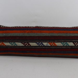 turkish kilim pillow cover decorative pillow anatolian pillow handmade wool pillow bohemian kilim pillow 12x36 inches pillow cover no 1310