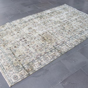 Antique large rug, Turkish rug, Vintage rug, Boho decor rug, Tribal rug, Wool rug, Oushak faded rug 4.9 x 9 ft Handmade aztec rug, TRV2088