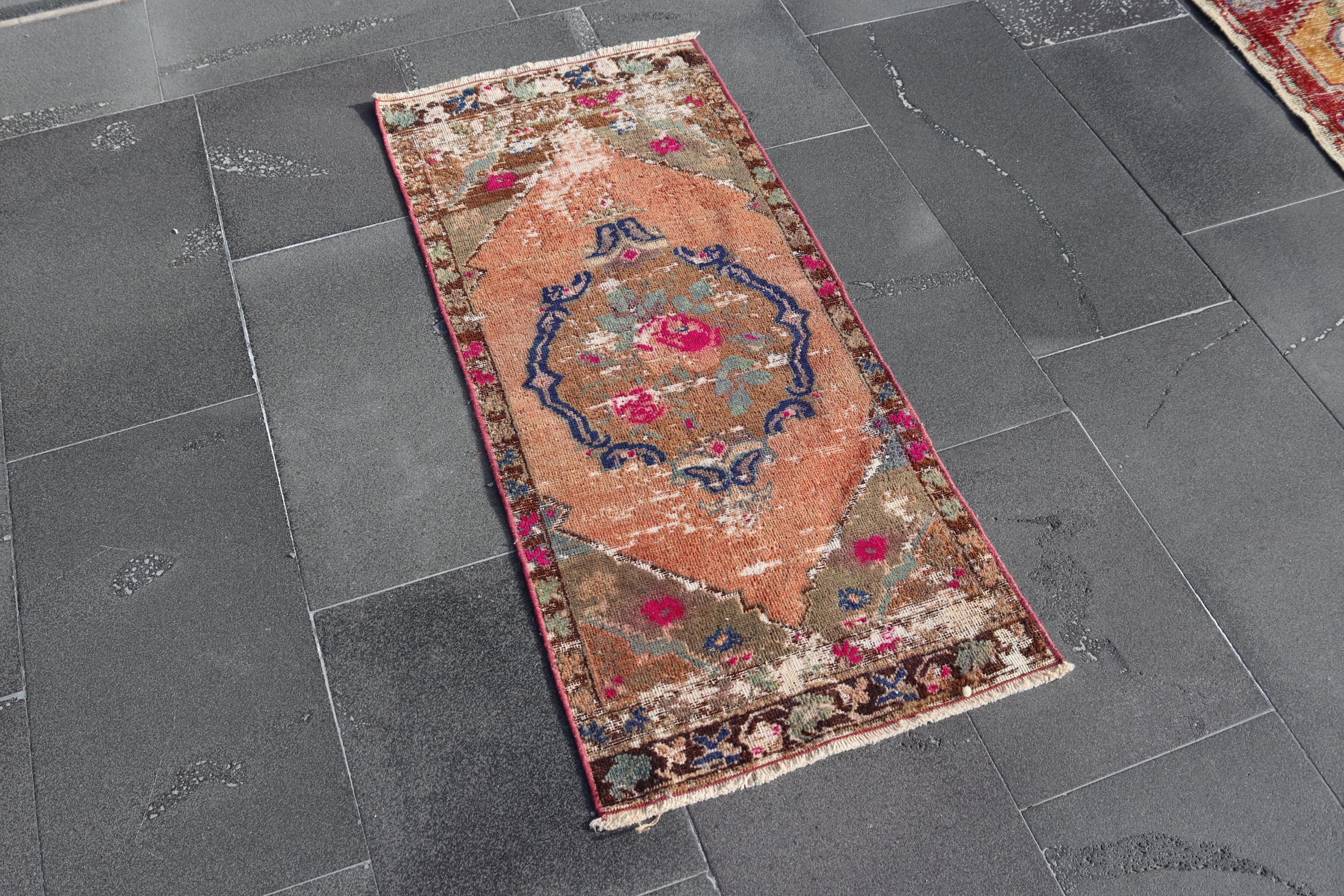 トルコ製オレンジラグ、ヴィンテージエリアラグ、ハンドメイドウール