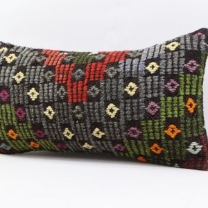 almohada kilim lumbar turca hecha a mano almohada kilim vintage tirar almohada almohada anatolia almohada tribal 10x20 kilim funda de almohada no 2557
