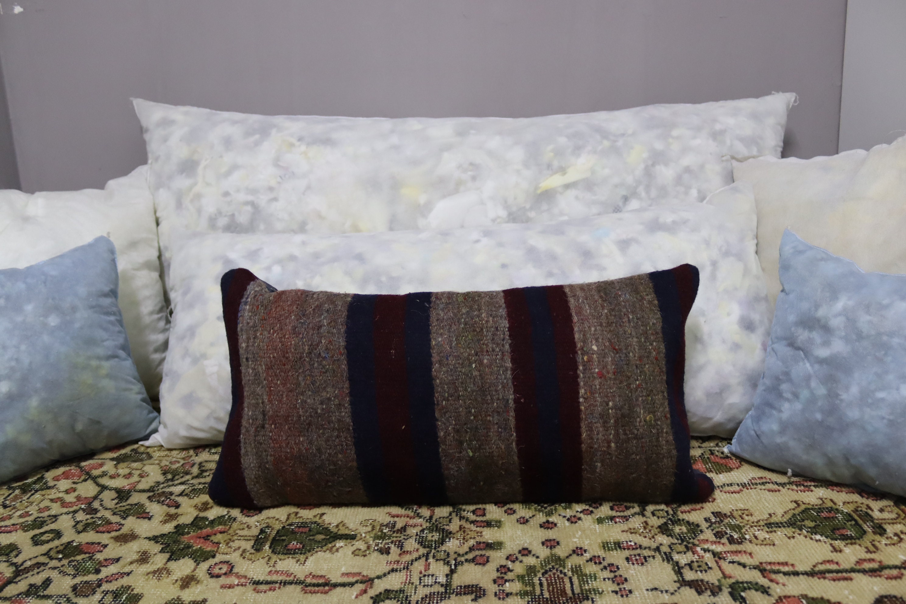 Handmade Kilim Pillow Insert - Hypoallergenic Polyester Filling, Various Sizes (e.g., 10x20 In) - View #3