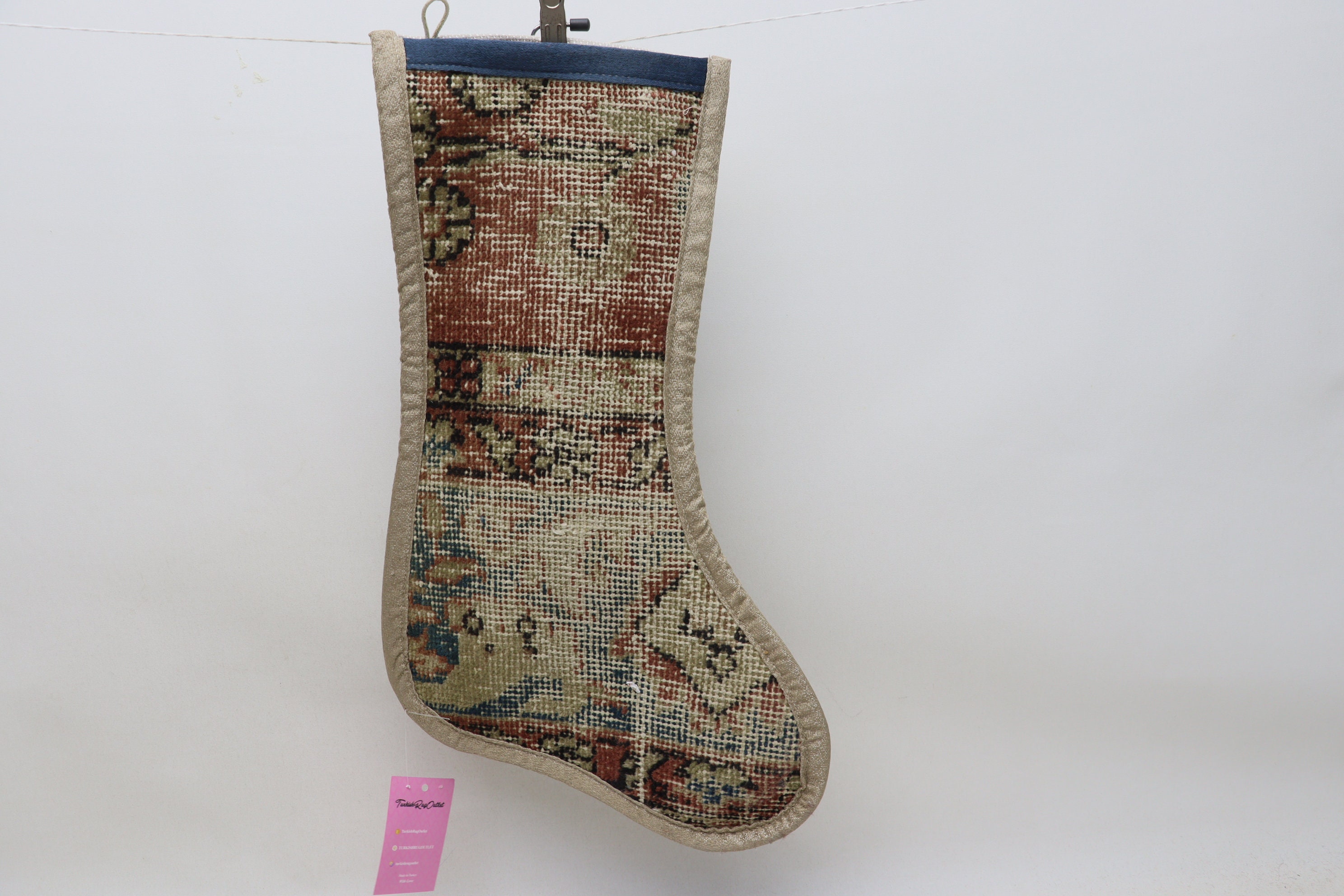 天然ウール アナトリア装飾ラグ クリスマスソックス 11x18 クリスマス