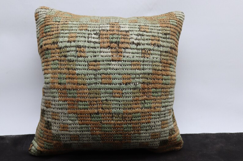 bohemian kilim pillow geometric design pillow turkish cecim pillow anatolian pillow home decor pillow 16x16 inch pillow cover code 23