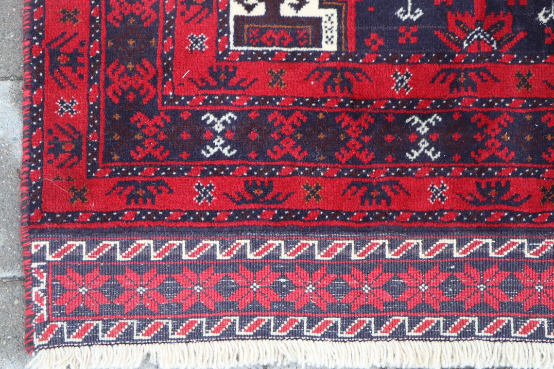 Red runner rug hallway rug ethnic rug boho rug vintage | Etsy