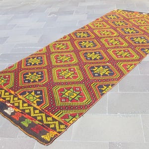 Red Area Kilim, Handmade Kilim Rug, Bedroom Rug, Boho Decor Rug, Turkish Rug, Kilim Rug, Decorative Rug, Bohemian Rug, 4.3 x 10.3 ft TR4466