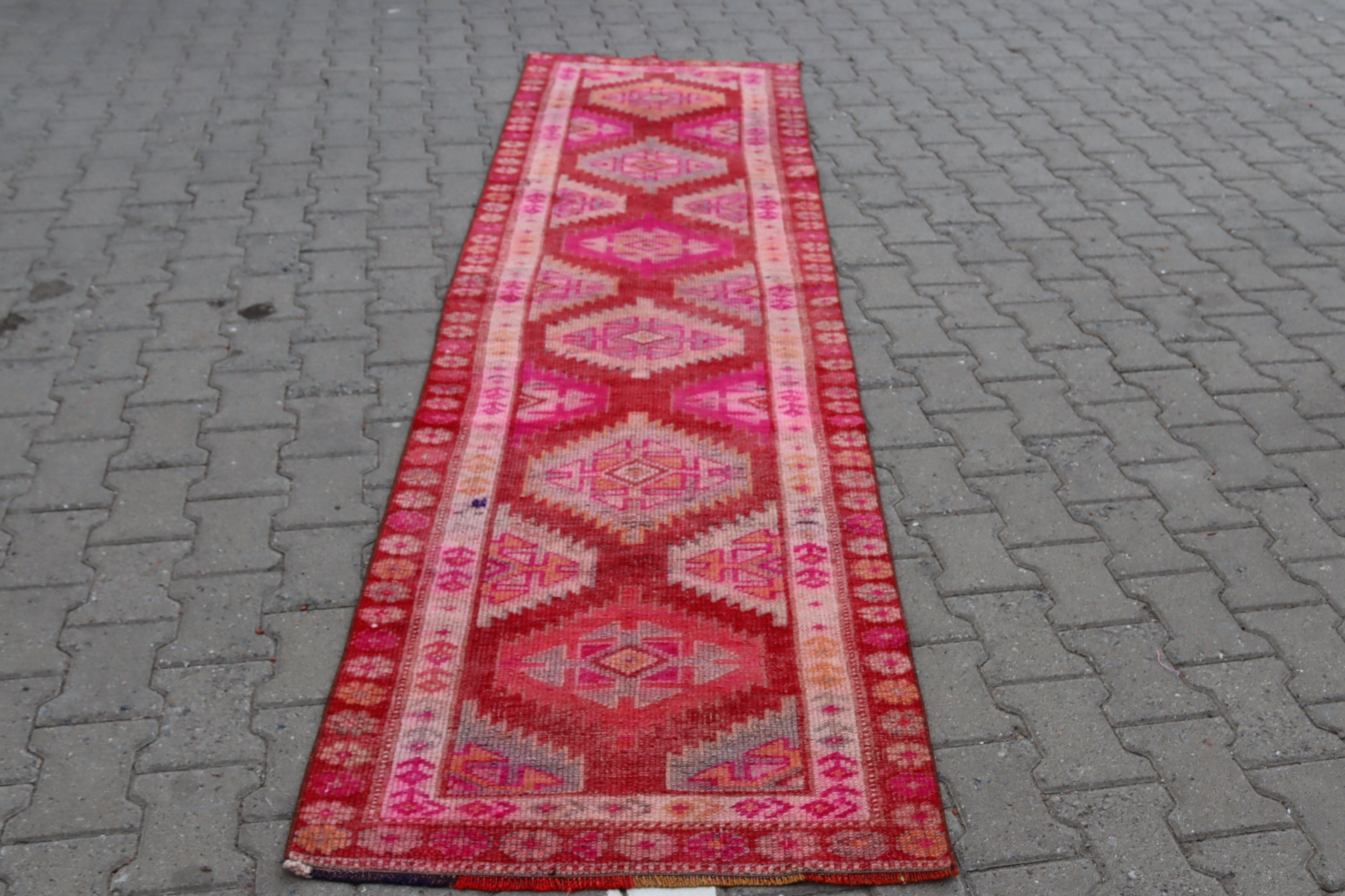 Pink Runner Rug Wool Rug Hallway Rug Vintage Rug Corridor Etsy