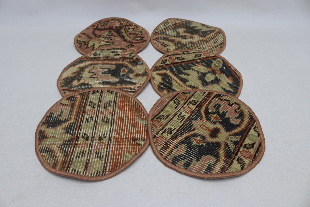 6 Pieces Handwoven Wool Table Mat Carpet Supla Set Kitchen Etsy