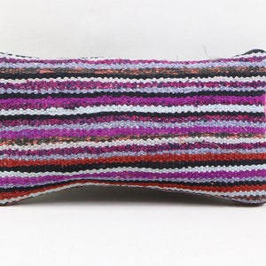 Copertura del cuscino per l'arredamento della casa, cuscino autentico, cuscino viola, cuscino Boho, Kelim kissen Cuscino in lana fatto a mano 8x16 pollici copertura del cuscino n. 749