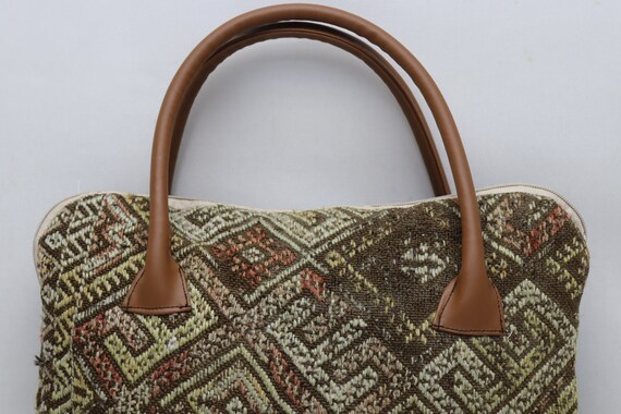 Kilim bag Bohemian bag Wool and leather anatolian bag 10x14 bag Ethnic bags Unique bag Hand bag Kilim handbag Fashion bag No 1