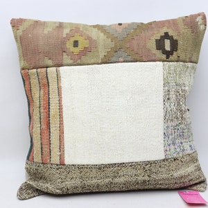 Turkish pillow cover, Kilim pillow cover, Home decor, Kelim kissen, Throw pillow, Handmade wool pillow cover 20x20 pillow cover  1832