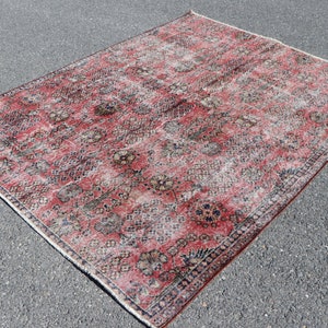Turkish area rug, Vintage handmade rug, Rustic kitchen decor, Bohemian rug, Oushak rug, Home decor, Natural wool rug, 5.1 x 6.7 ft TRV0418