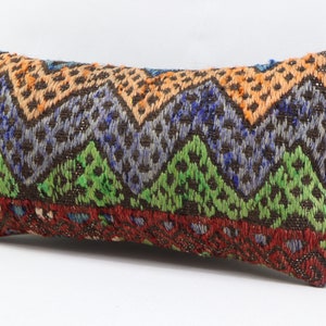 boho kilim pillow cover turkish pillow lumbar pillow 10x20 handmade wool pilllow coastal decorative pillow kelim kissen cover no 2458