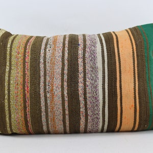 rustic lumbar kilim pillow nomadic pillow bench decor pillow nursery pillow throw pillow natural sofa pillow 16x24 pillow cover code 1171