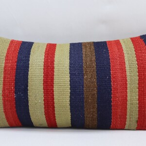 turkish kilim pillow cover 10x20 striped kilim pillow handmade kilim pillow decorative pillow boho decor pillow pillow cover no 1231