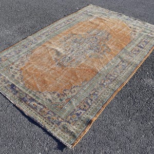 Area rug, Turkish rug, Vintage handmade rug, Bohemian rug, Home decor, Floor rug, Oushak rug, Interior design, Wool rug 4.8 x 7.5 ft TRV2312