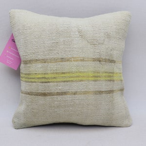 Copertura del cuscino di canapa beige, cuscino Boho kilim, cuscino piccolo, cuscino kilim fatto a mano, cuscino vintage, copertura cuscino kilim 12x12, codice 487
