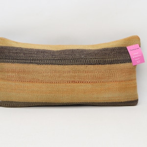 handwoven kilim pillow cover striped turkish lumbar pillow tribal kilim pillow anatolian kilim pillow organic pillow 12x24 pillow cover 2269