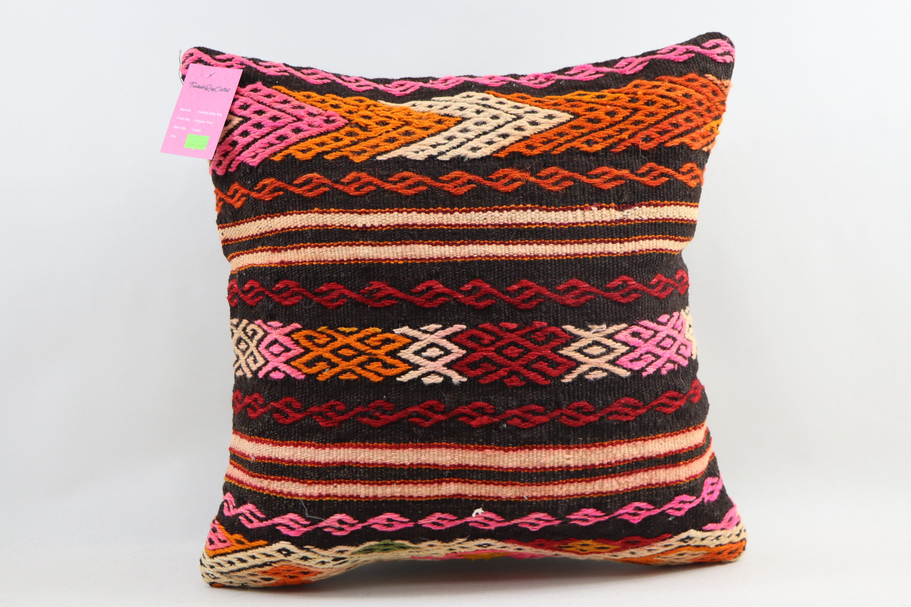 anatolian kilim pillow striped kilim pillow sofa pillow ethnic pillow 12x20 handwoven kilim pillow home decor cushion cover code 1630