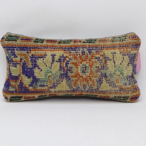 Capa de almofada de lã artesanal turca, boho, travesseiro costeiro, travesseiro lombar, decoração de casa, 8x16 polegadas, capa de travesseiro no 1011