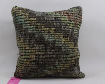 housse d’oreiller décorative kilim oreiller en laine fait à la main oreiller naturel oreiller de décoration rustique 16 x 16 pouces housse d’oreiller kilim no 3782