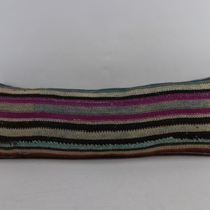 Rustic decor pillow, Decorative kilim pillow, Lumbar kilim pillow, Throw pillow, Bohemian kilim pillow, 12x36 inches pillow cover no 1529