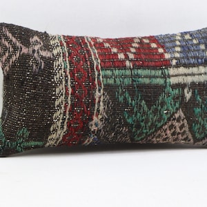federa per cuscino kilim in lana fatta a mano turca cuscino boho cuscino costiero cuscino lombare cuscino per arredamento casa 8x16 pollici federa per cuscino n. 935
