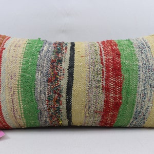 home decor kilim pillow cover livingroom decor decorative sofa lumbar pillow turkish pillow nomadic wool pillow 12x24 pillow cover no 1451