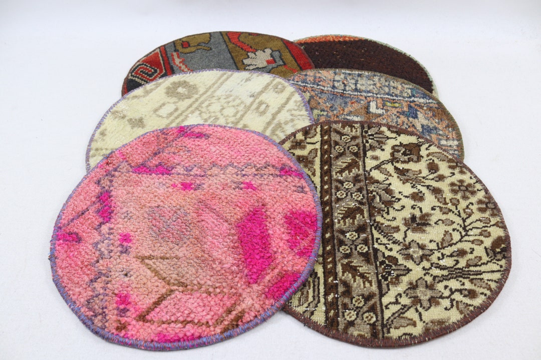 6 Pieces Handmade Supla Set, Carpet Ethnic Decor Placemat, Kitchen