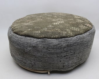 Pouf oreiller kilim tissé à la main, bouffées de décoration intérieure, repose-pieds kilim, pouf kilim, pouf cercle, housse de pouf décorative 20 x 20 hauteur 10 pouces No 435