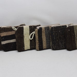 Turkish kilim wallet 7x9 inches Authentic purse, Vintage purse, Women wallet, Coin pouch, Handmade purse Makeup bag 6 pieces Kilim purse, 53