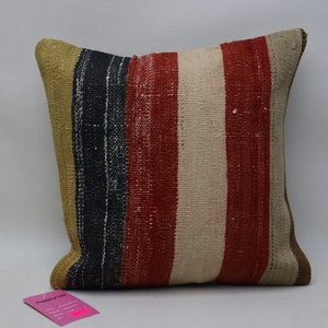 Copertina del cuscino Kilim per l'arredamento della casa, cuscino a righe, cuscino Boho, cuscino per l'arredamento etnico, cuscino naturale 12x12 pollici copertura del cuscino kilim n. 505