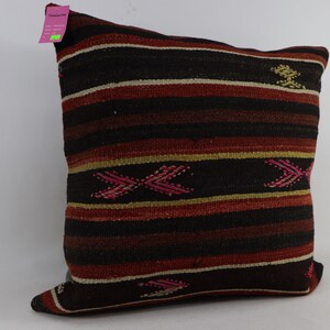 Turkish kilim pillow cover, Kelim kissen, Organic wool pillow cover, Boho decor, Home decor, Rustic pillow, 28x28 kilim pillow cover, no 326