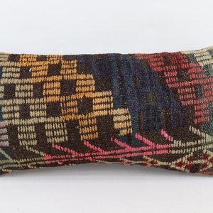 handmade wool kilim pillow cover rustic decor pillow boho decor pillow corner pillow turkish pillow 10x20 lumbar kilim pillow cover no 1910