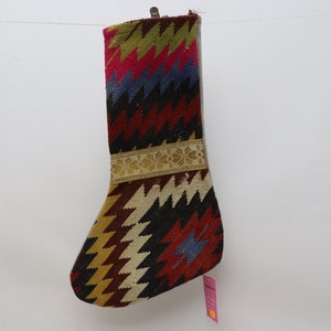 handwoven vintage kilim  decorative stocking 11x18 christmas socks decorative santa socks unique christmas gift wall decor socks No 1105