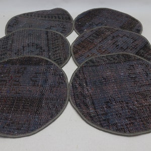 6 pieces organic wool table mat, carpet supla set, kitchen decor, charger for plate, round rug supla, serving mat, 16x16 placemat no 244