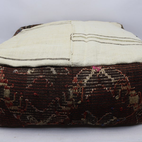 Bohemian decor, Ottoman cushions, Floor pillow, Turkish kilim pouf, Garden pouf, Moroccan style, Pouffe cover, 24x24 height 8 inches No: 246