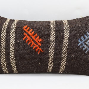 turkish ethnic kilim pillow cover lumbar pillow bedding pillow aztec pillow vintage pillow anatolian pillow 10x20 pillow cover no 1652