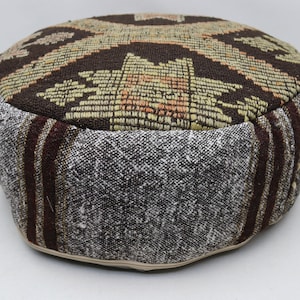 Handwoven kilim pillow pouf cover, Home decor puffs, Kilim footstool, Kilim beanbag, Circle pouf, Boho decor pouf 20x20 height 10 inch 422