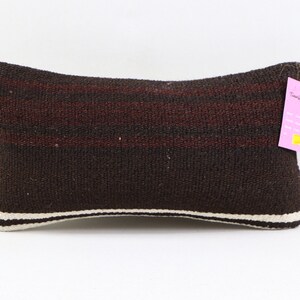 Copertura del cuscino kilim decorativa, cuscino marrone, cuscino di arredamento rustico, cuscino di arredamento per la casa, cuscino di lana fatto a mano, copertura del cuscino da 8x16 pollici n. 691