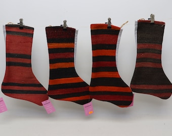 bohemian kilim fireplace socks wall decor christmas stockings 11x18 christmas decor socks decorative santa socks christmas gift Set No 1532