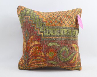 ethnic boho pillow home decor pillow turkish kilim pillow coastal kilim pillow decorative pillow16 x 16 inch kilim pillow cover no 3277