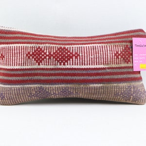 copertura del cuscino kilim rosso cuscino lombare cuscino di lana fatto a mano cuscino decorazioni per la casa cuscino decorativo turco 8x16 pollici copertura del cuscino no 823