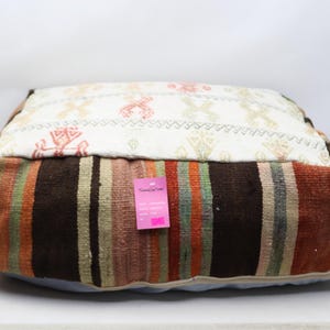 Handwoven kilim pillow pouf, Home decor puffs, Kilim footstool, Kilim beanbag, Square pouf, Boho decor pouffe, 24x24 height 8 inches No 478