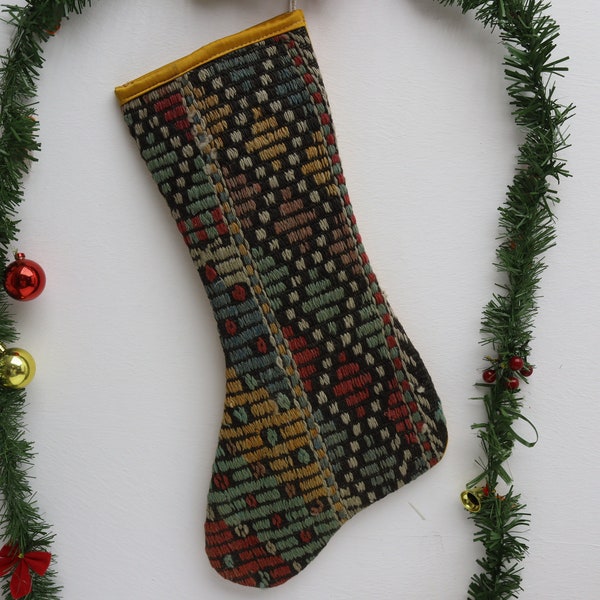boho kilim socks natural wool decorative kilim christmas stocking 11x18 christmas decor decorative santa socks christmas decor No 1551
